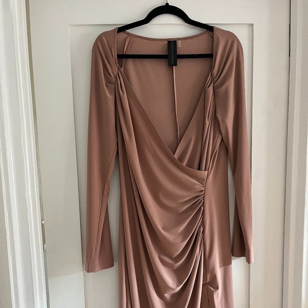 Norma Kamali Rose Gold Long Sleeve Dress XL